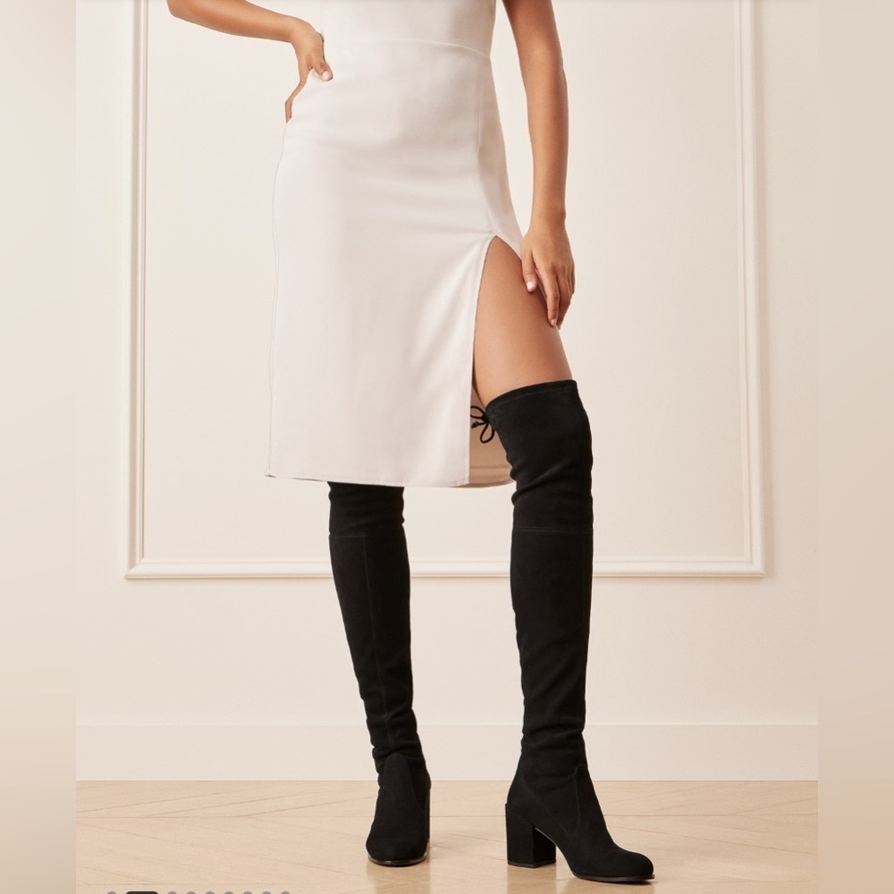 Stuart Weitzman over the knee black suede boots